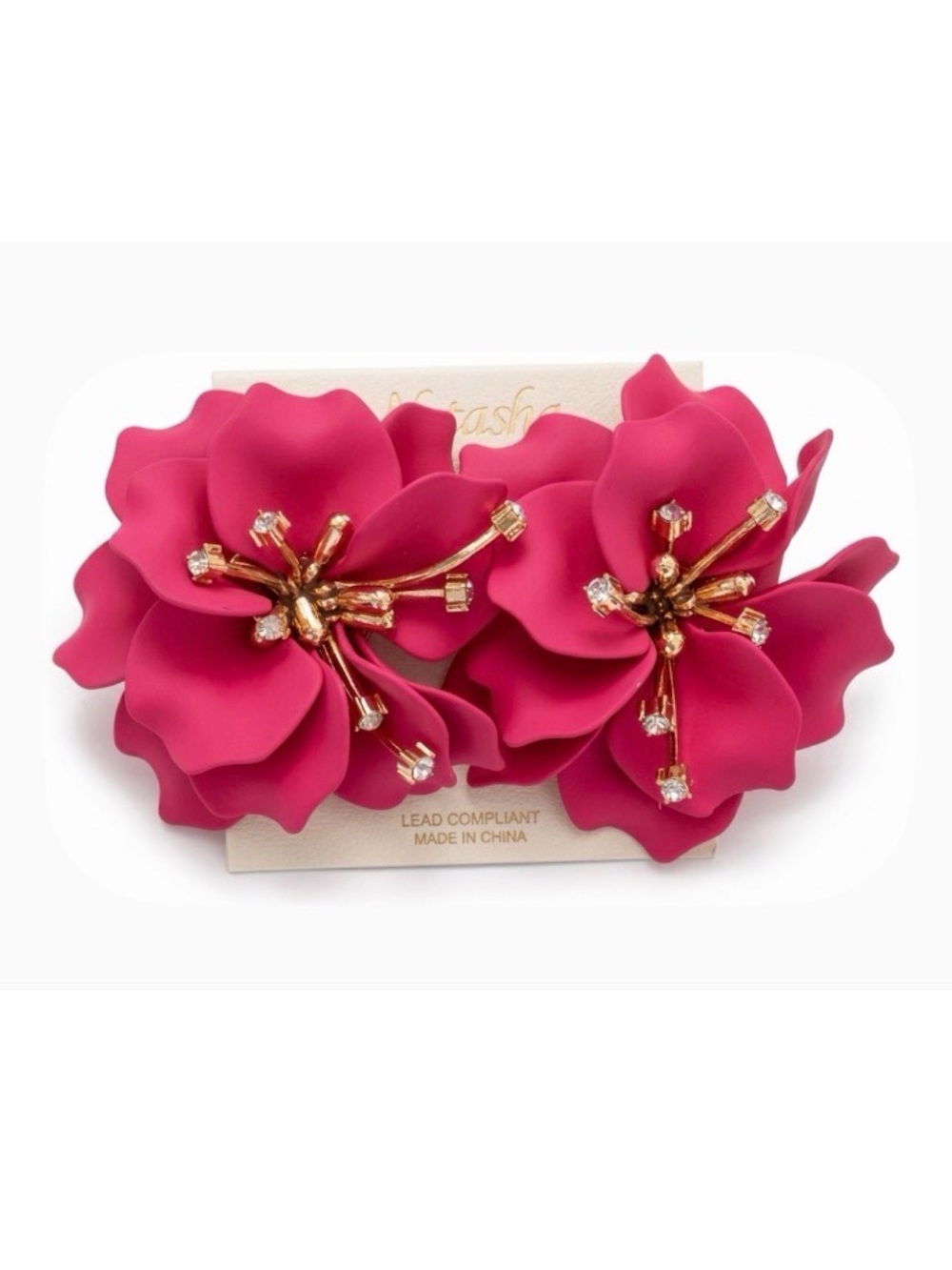 NWT ⚜️🌺⚜️ Natasha Gorgeous Pink And Gold Floral Earrings